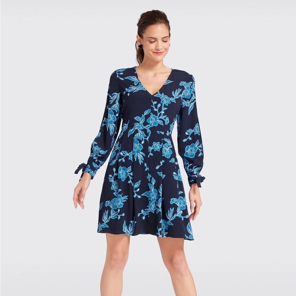 Draper James Navy Blue Floral Midi Dress